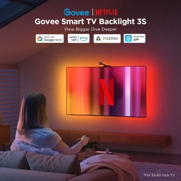 Govee - Backlight 3S Netflix TV 55-65" SMART LED retroiluminação RGBICW Wi-Fi + comando