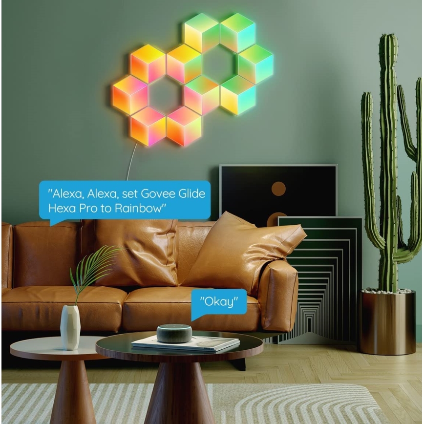 Govee - CONJUNTO 10x Iluminação LED Glide Hexa Pro LED Smart RGBIC Wi-Fi