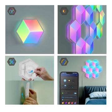 Govee - CONJUNTO 10x Iluminação LED Glide Hexa Pro LED Smart RGBIC Wi-Fi