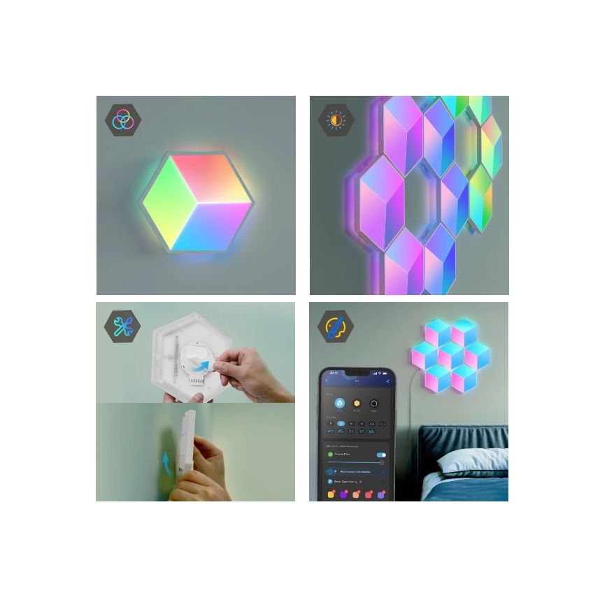 Govee - CONJUNTO 10x Iluminação LED Glide Hexa Pro LED Smart RGBIC Wi-Fi