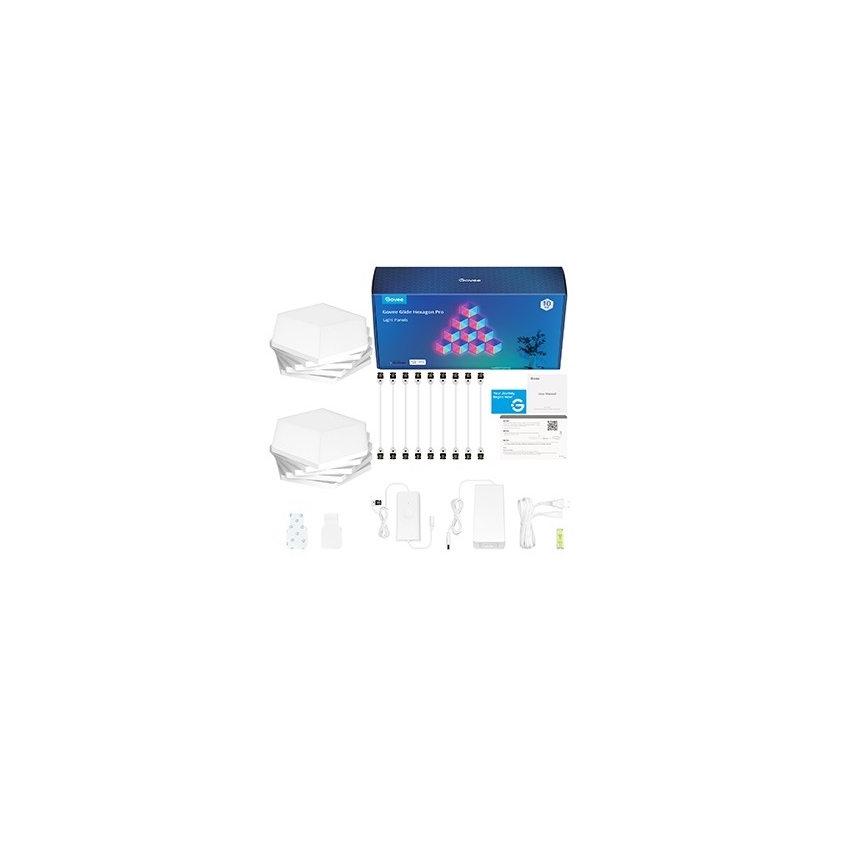 Govee - CONJUNTO 10x Iluminação LED Glide Hexa Pro LED Smart RGBIC Wi-Fi