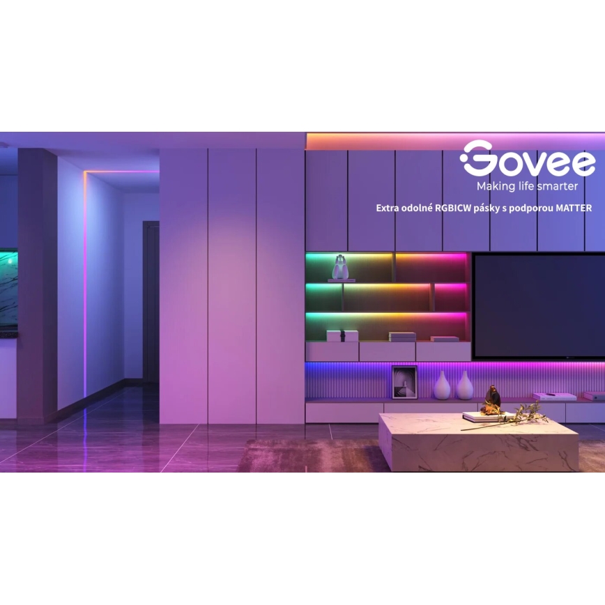 Govee - Wi-Fi RGBICW Smart PRO Fita LED 10m MATTER - extra durável