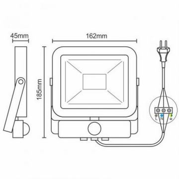 Holofote com sensor LED LED/20W/265V 1800lm branco IP65