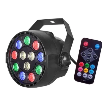 Holofote disco LED LED/12W/230V multicolor + controlo remoto