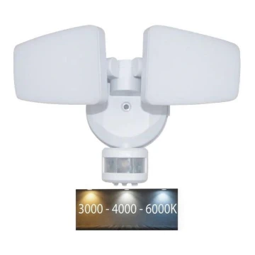 Holofote exterior LED com sensor LED/24W/230V 3000/4000/6000K IP54 branco