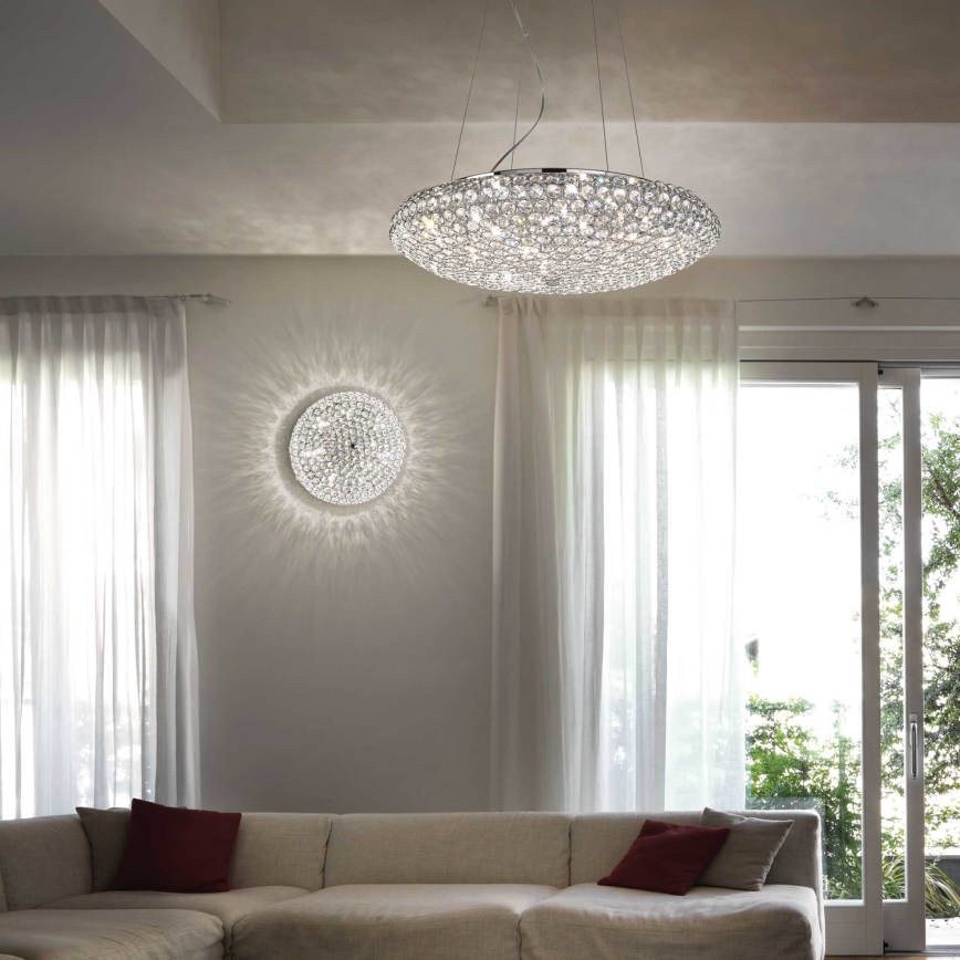 Ideal Lux - Candeeiro suspenso de cristal KING 12xG9/40W/230V diâmetro 65 cm cromado