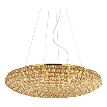 Ideal Lux - Candeeiro suspenso de cristal KING 12xG9/40W/230V diâmetro 65 cm dourado