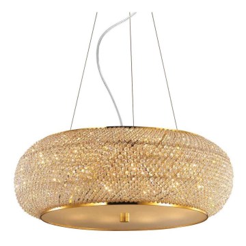 Ideal Lux - Candeeiro suspenso de cristal PASHA 14xE14/40W/230V diâmetro 65 dourado