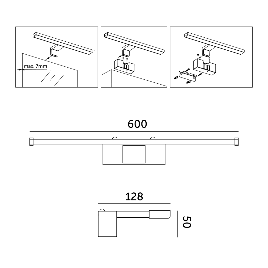 Iluminação de espelho para casa de banho LED LED/12W/230V 4000K IP44 60 cm