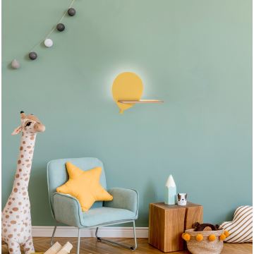 Iluminação de parede de criança LED com uma prateleira BALLOON LED/4W/230V amarelo/madeira