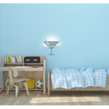 Iluminação de parede de criança LED com uma prateleira PICCOLO LED/4W/230V azul/madeira