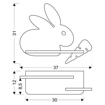 Iluminação de parede de criança LED com uma prateleira RABBIT LED/4W/230V cinzento/branco/madeira