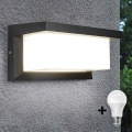 Iluminação de parede exterior LED com sensor de anoitecer NEELY 1xE27/9W/230V IP54 antracite