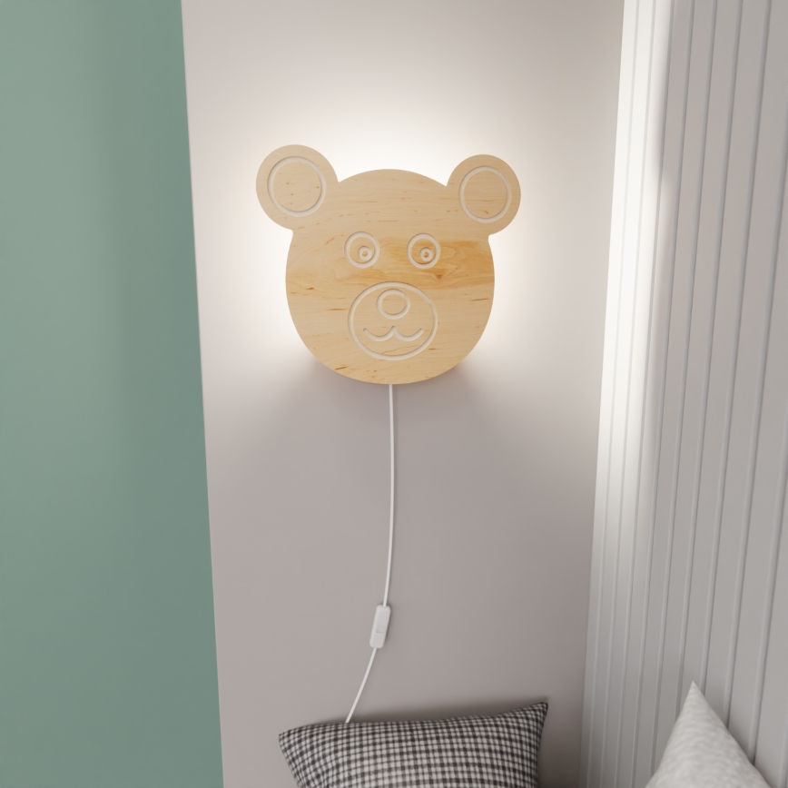 Iluminação de parede para crianças TED 1xE14/10W/230V urso