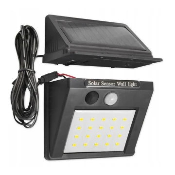 Iluminação de parede solar LED com sensor e painel externo LED/0,55W/3,7V IP65