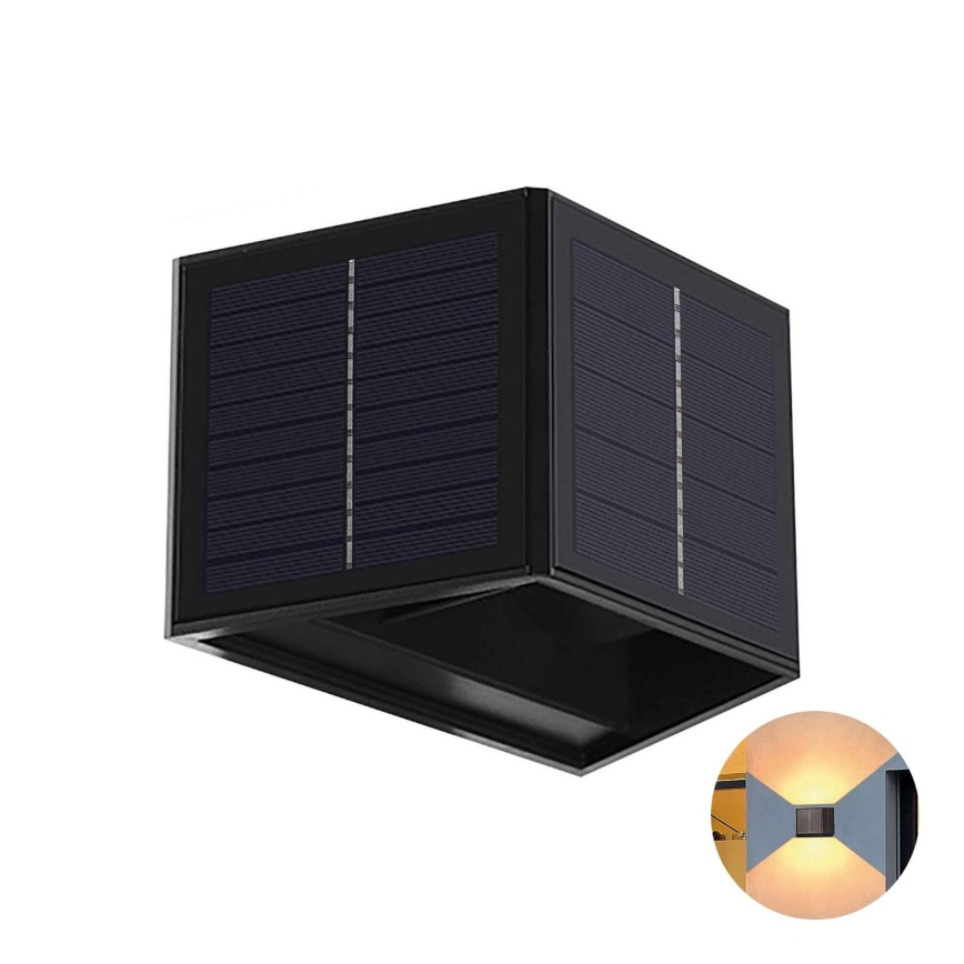 Iluminação de parede solar LED CUBUS 2xLED/1,5W/3,7V IP54