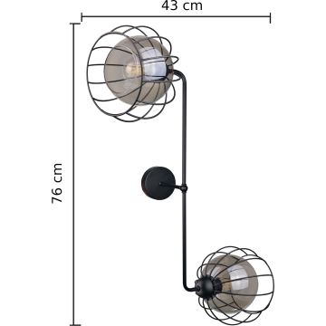 Iluminação de parede SOLO BLACK 2xE27/60W/230V