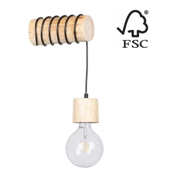 Iluminação de parede TRABO 1xE27/60W/230V pinho - certificado por FSC