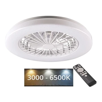 Iluminação de teto LED com regulação e ventoinha LIBYA LED/48W/230V 3000-6500K branco + comando