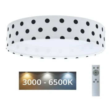 Iluminação de teto LED com regulação SMART GALAXY KIDS LED/24W/230V 3000-6500K pontos branco/preto + controlo remoto