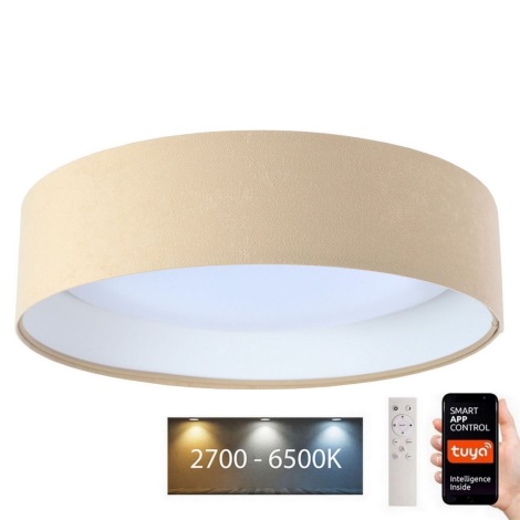 Iluminação de teto LED com regulação SMART GALAXY LED/36W/230V d. 55 cm 2700-6500K Wi-Fi Tuya bege/branco + controlo remoto