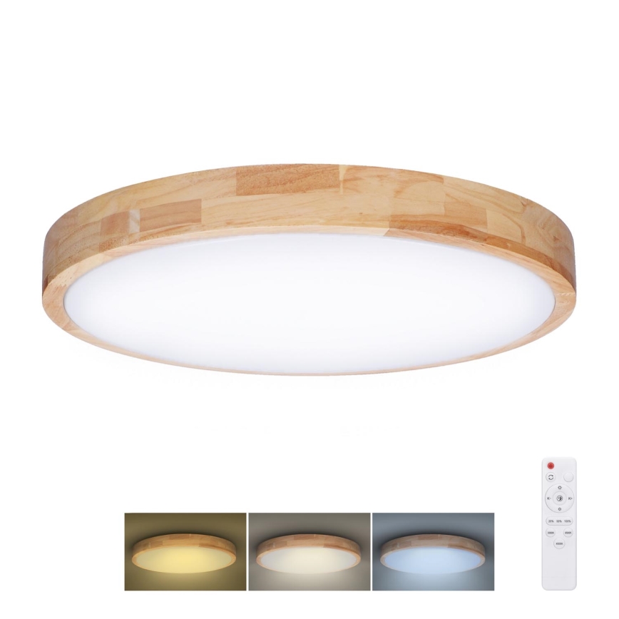 Iluminação de teto LED com regulação SOLID OAK LED/60W/230V 3000-6500K carvalho diâmetro 51 cm + comando