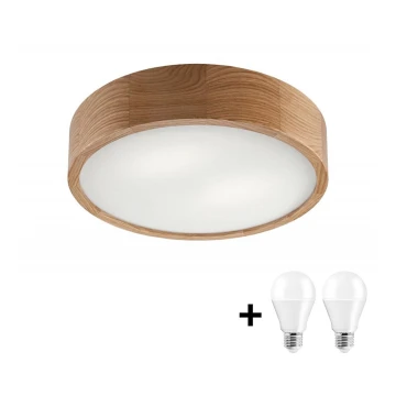 Iluminação de teto LED OAK 2xE27/10W/230V carvalho d. 37 cm