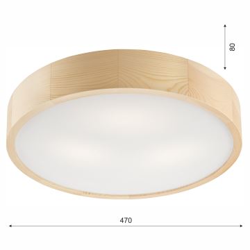 Iluminação de teto NATURAL 3xE27/60W/230V ø 47 cm pinho - FSC certificado