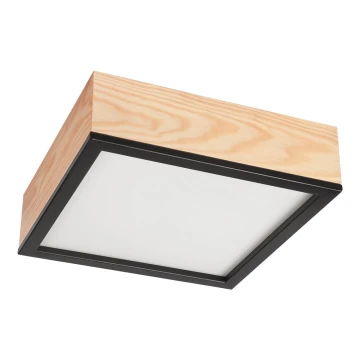 Iluminação de teto NATURAL SQUARE 2xE27/15W/230V 31x31 cm pinho/preto