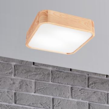 Iluminação de teto NATURAL SQUARE 2xE27/15W/230V 35x35 cm pinho