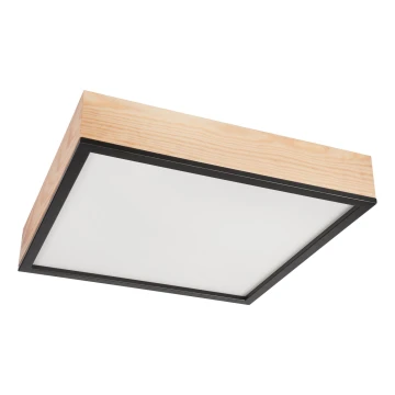 Iluminação de teto NATURAL SQUARE 4xE27/15W/230V 48x48 cm pinho/preto