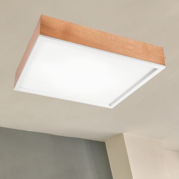 Iluminação de teto OAK SQUARE 4xE27/15W/230V 48x48 cm carvalho/branco