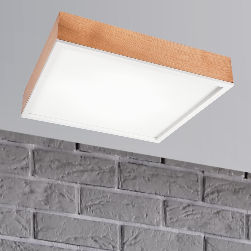 Iluminação de teto OAK SQUARE 4xE27/15W/230V 48x48 cm carvalho/branco