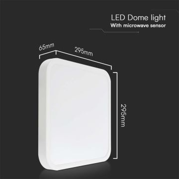 Iluminação de teto para casa de banho LED com sensor SAMSUNG CHIP LED/18W/230V IP44 4000K 29x29 cm branco + comando