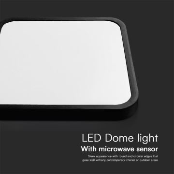 Iluminação de teto para casa de banho LED com sensor SAMSUNG CHIP LED/18W/230V IP44 4000K 29x29 cm preto + comando