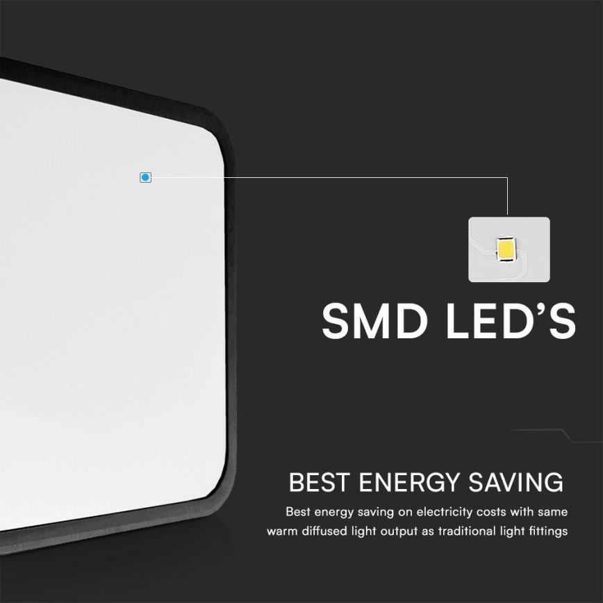 Iluminação de teto para casa de banho LED com sensor SAMSUNG CHIP LED/18W/230V IP44 4000K 29x29 cm preto + comando