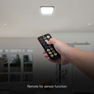 Iluminação de teto para casa de banho LED com sensor SAMSUNG CHIP LED/18W/230V IP44 4000K 29x29 cm preto + comando