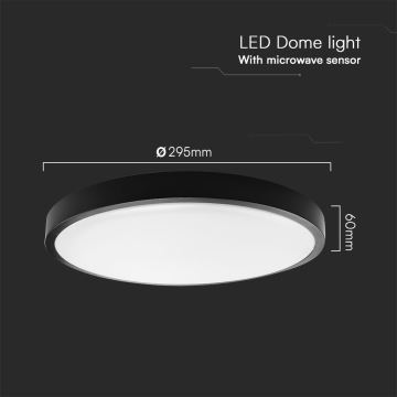 Iluminação de teto para casa de banho LED com sensor SAMSUNG CHIP LED/18W/230V IP44 4000K diâmetro 29 cm preto + comando