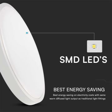 Iluminação de teto para casa de banho LED com sensor SAMSUNG CHIP LED/18W/230V IP44 4000K diâmetro 29 cm branco + comando