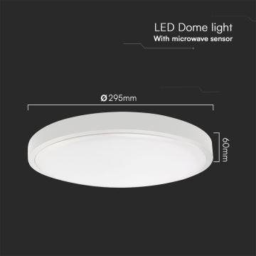 Iluminação de teto para casa de banho LED com sensor SAMSUNG CHIP LED/18W/230V IP44 4000K diâmetro 29 cm branco + comando