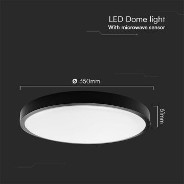 Iluminação de teto para casa de banho LED com sensor LED/24W/230V 4000K IP44 preto + comando