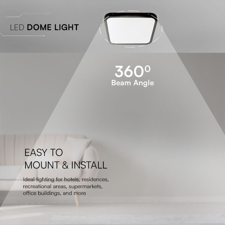 Iluminação de teto para casa de banho LED SAMSUNG CHIP LED/18W/230V IP44 3000K 25x25 cm preto