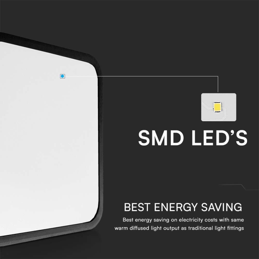 Iluminação de teto para casa de banho LED SAMSUNG CHIP LED/18W/230V IP44 3000K 25x25 cm preto