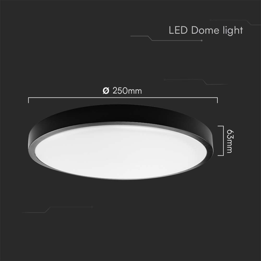 Iluminação de teto para casa de banho LED SAMSUNG CHIP LED/18W/230V IP44 3000K diâmetro 25 cm preto