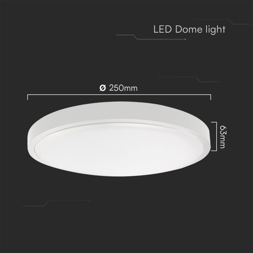 Iluminação de teto para casa de banho LED SAMSUNG CHIP LED/18W/230V IP44 6500K diâmetro 25 cm branco