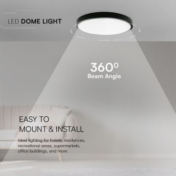 Iluminação de teto para casa de banho LED SAMSUNG CHIP LED/18W/230V IP44 6500K diâmetro 25 cm preto