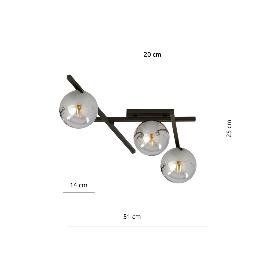 Iluminação de teto SMART 3xE14/10W/230V preto/cinzento