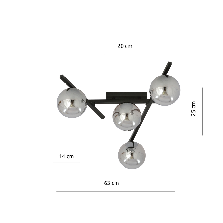 Iluminação de teto SMART 4xE14/10W/230V preto/cinzento