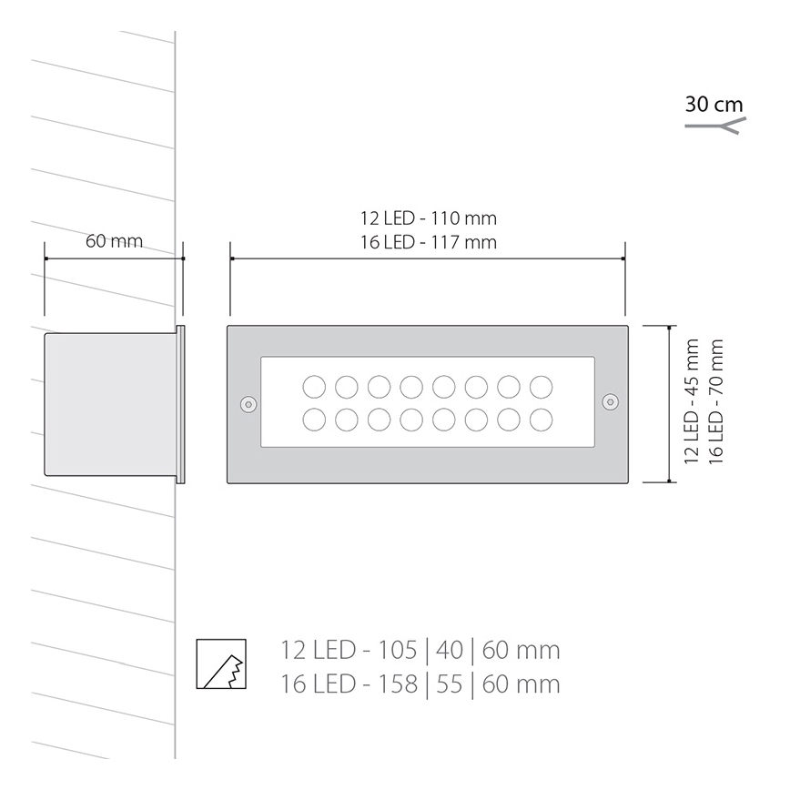 Iluminação LED de exterior 1x12LED/1W/230V IP54