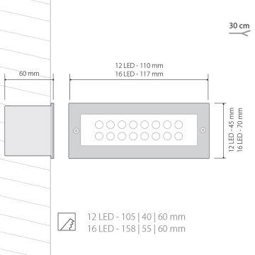 Iluminação LED de exterior INDEX 1x12LED/1W/230V IP54